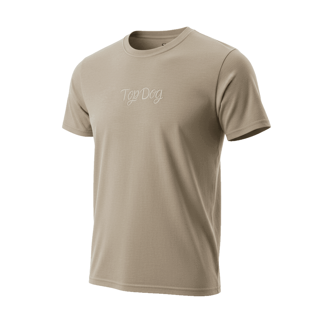 Top Dog T-Shirt — Khaki (Embroidered)